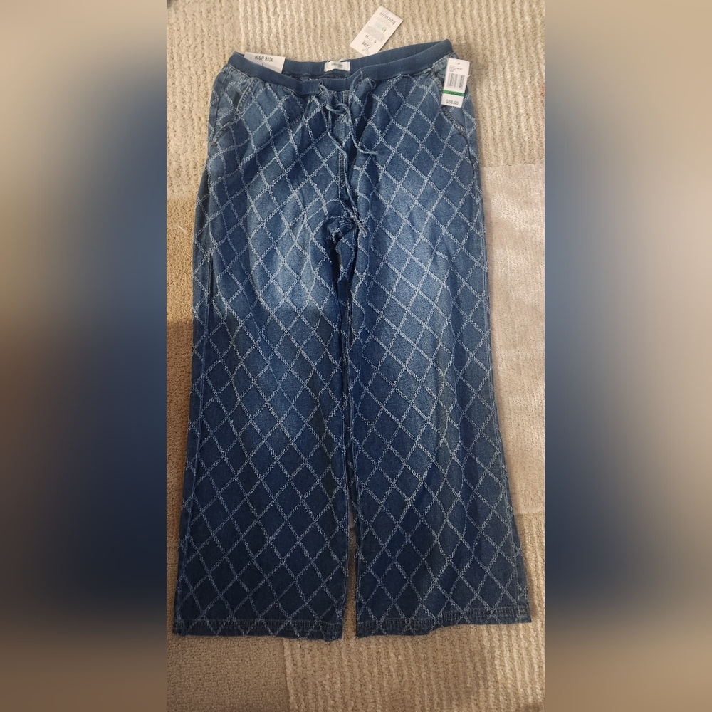Brand New With Tags Kensie High Rise Checkered Tie Front Whimsical Denim Jeans